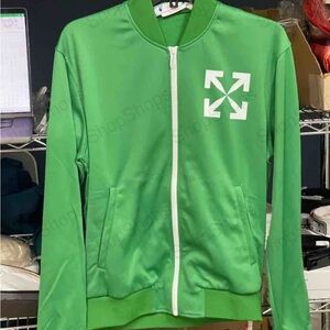 Off-White - Off-White Arrows-Print Bomber Track Jacket - Color Green White